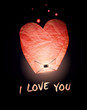 Love card. Sky lantern in the night sky. Eps 10