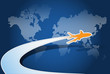 Vector airplane with blue map background