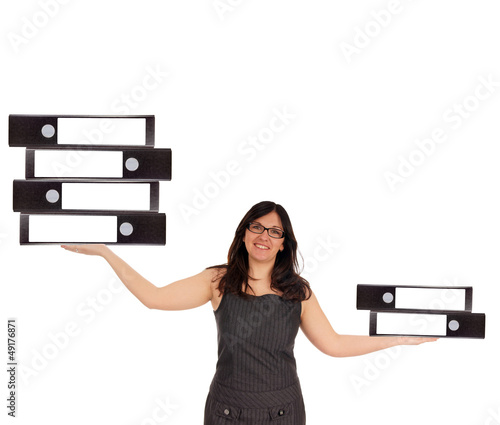 Photo: Business Woman with file folders Business Woman with file folders