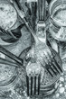 Cutlery being washed with water and detergent