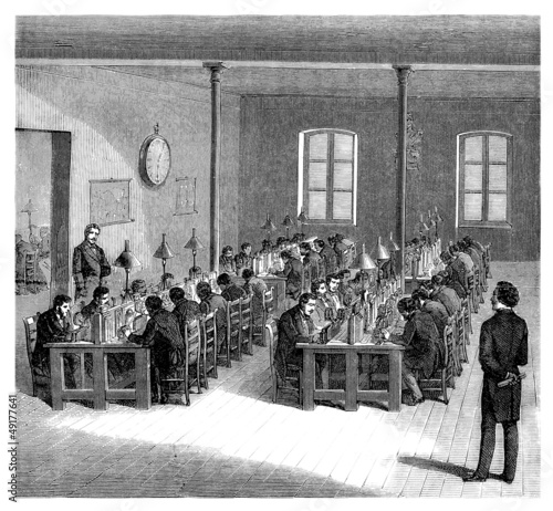 Illustration: Telegraph Central - 19th century Telegraph Central - 19th century