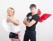 pregnant couple having fun