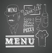 Illustrations of design elements for the menu on the chalkboard