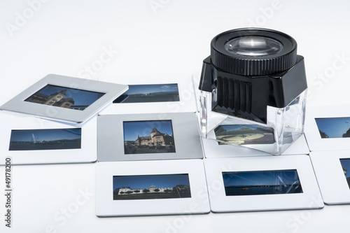 Photo: diapositives et loupe diapositives et loupe