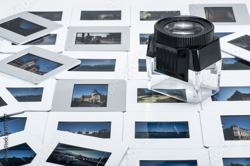 Photo: diapositives et loupe diapositives et loupe
