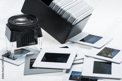 Photo: diapositives et loupe diapositives et loupe