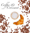 Coffee to go, Beans and french Croissant
