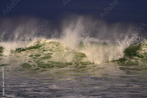 Photo: Windy green sea wave spray Windy green sea wave spray