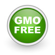 gmo free green circle glossy web icon on white background