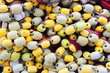 Foto: Closeup on fishing net with yellow and white floaters Closeup on fishing net with yellow and white floaters