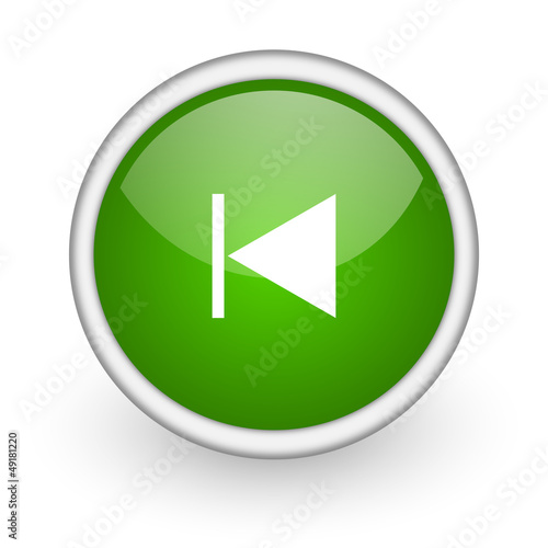 Illustration: prev green circle glossy web icon on white background prev green circle glossy web icon on white background