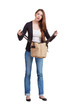 Girl surprised by what she saw in her purse