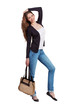 Photo: Girl dressed in stylish blue jeans Girl dressed in stylish blue jeans