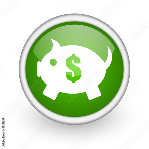 Illustration: piggy bank green circle glossy web icon on white background piggy bank green circle glossy web icon on white background