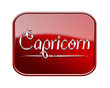 Illustration: Capricorn zodiac icon red glossy, isolated on white background Capricorn zodiac icon red glossy, isolated on white background