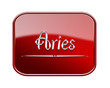 Illustration: Aries zodiac icon red glossy, isolated on white background Aries zodiac icon red glossy, isolated on white background