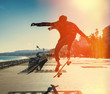 Silhouette of skateboarder