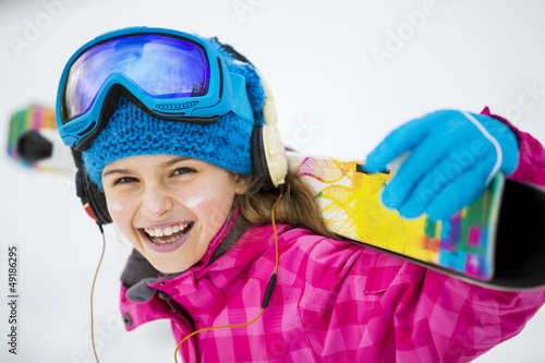 Photo: Skiing, winter sports - portrait of young skier Skiing, winter sports - portrait of young skier