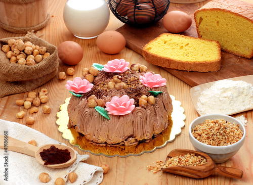 Photo: Torta farcita alla nocciola - Cake with hazelnut cream Torta farcita alla nocciola - Cake with hazelnut cream