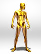 Illustration: golden, transparent male body with skeleton golden, transparent male body with skeleton