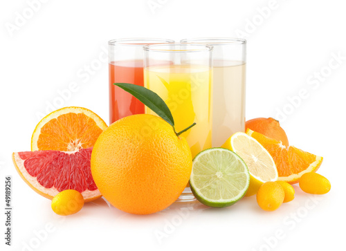 Photo: Fresh citrus juices with different citruses Fresh citrus juices with different citruses