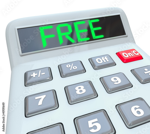 Illustration: Free Word on Calculator Shows Savings in Sale or Discount Promot Free Word on Calculator Shows Savings in Sale or Discount Promot