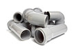 composition from plastic sewer pipes, isolated on the white