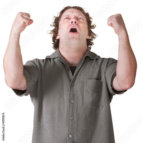 Photo: Emotional Man with Fists Up Emotional Man with Fists Up