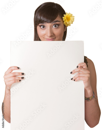 Photo: Lady Holding Blank Sign Lady Holding Blank Sign
