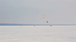 Snow-kiting on a frozen lake