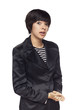 Expressive Mixed Race Woman on White