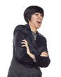 Expressive Mixed Race Woman on White