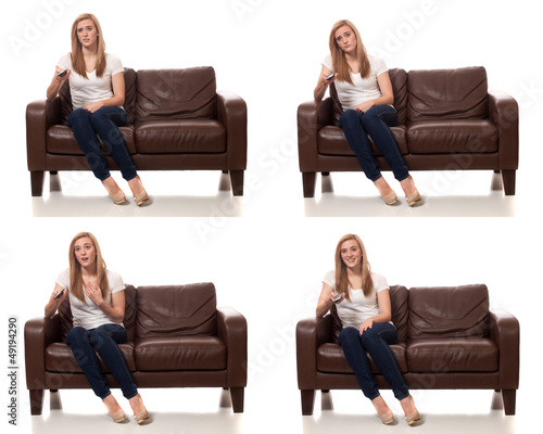Photo: Young Woman Watching Television Young Woman Watching Television
