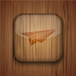 Vector wooden app icon on wooden background. Eps10