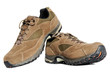 new hiking boots on white background