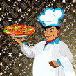 Funny Chef and italian pizza Best food for gourmet