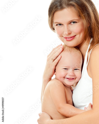 Photo: Young mother hugging baby Young mother hugging baby