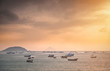 Fishing boats at sunrise. Vietnam