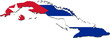 Map of Cuba with national flag