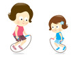 Vector: Mother and daughter jumping rope Mother and daughter jumping rope