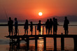 children are at pier during sunset in turkey