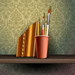 Different art brushes and pencils, vector Eps 10 illustration.