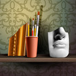 Davids nose and different art brushes, vector Eps 10 image.