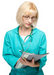 Photo: Portrait of a woman wearing doctor uniform Portrait of a woman wearing doctor uniform