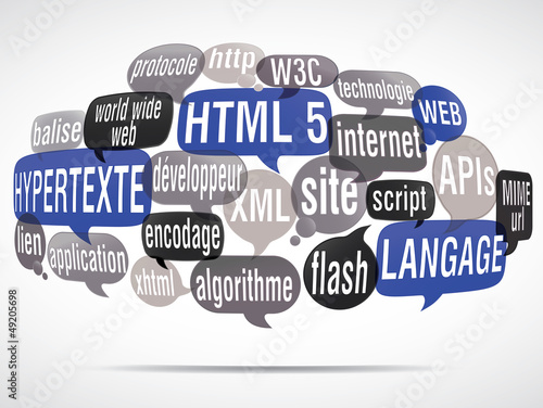 Illustration: nuage de mots bulles : html 5 nuage de mots bulles : html 5