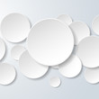 Abstract white paper circles on light blue background