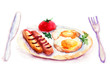 Fried eggs with sausages