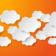 Abstract speech bubbles in the shape of clouds used in a social
