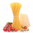 raw spaghetti with tomatoes and cheese