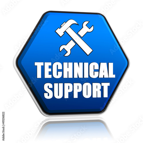 Illustration: technical support and tools sign in hexagon button technical support and tools sign in hexagon button